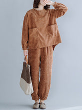 Retro Loose Plus Size Corduroy Long Sleeve Suit